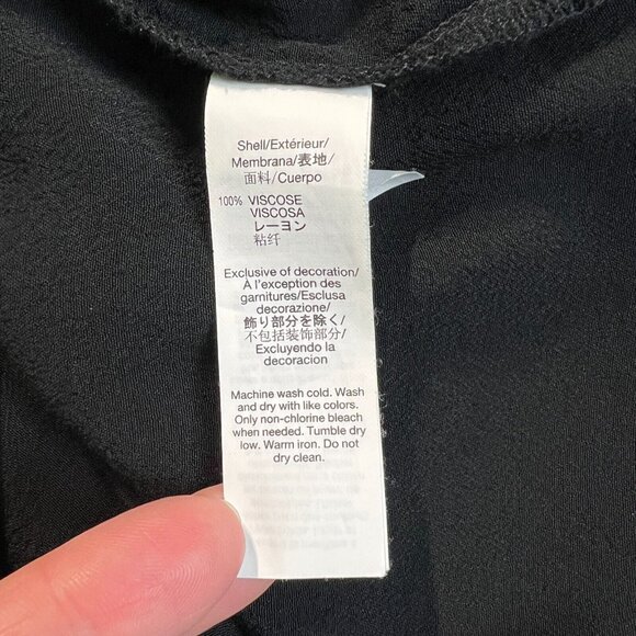 Gap Blouse Top Womens Large Black Embellished Neck Long Sleeve Rhinestones L‎ - Picture 9 of 9